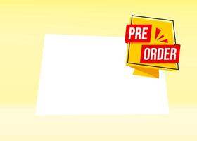 Text with stylist and colorful element related to Pre Order, promotional tag label design for advertisement vector