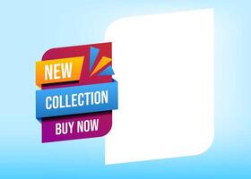Text with stylist and colorful element, New Collection, promotional tag label design for advertisement vector