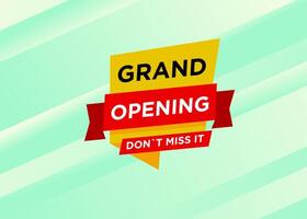 Grand Opening text with stylist and colorful element, promotional tag label design for advertisement vector