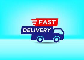 Stylist delivery van and colorful element, promotional tag label design for advertisement vector