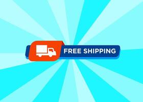Free Shipping tag label design text with stylist and colorful element, promotional for advertisement vector