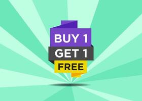 Stylist and colorful shape with Buy 1 Get 1 Free text for promotional tag label design for advertisement vector