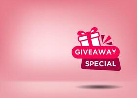 Text with stylist and colorful element and gift box icon related to Special Giveaway, promotional tag label design for advertisement vector
