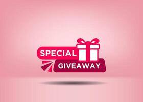 Special Giveaway tag label design text with stylist colorful element and gift box icon, promotional for advertisement vector