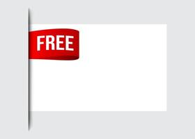 Free text on folded ribbon appear from left side with blank white space paper vector