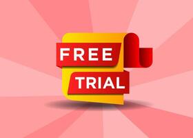 Free Trial text with stylist and colorful element, promotional tag label design for advertisement vector