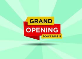 Stylist and colorful banner design with Grand Opening text for promotional tag label design for advertisement vector