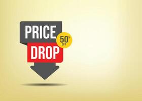 Promotional tag label design for advertisement with text Price Drop incorporated with stylist and colorful shape vector