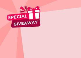 Promotional tag label design for advertisement with text Special Giveaway incorporated with stylist colorful shape and gift box icon vector