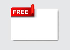 Rolled ribbon with free text at the top left of blank white space vector