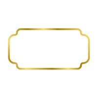 Gold shiny glowing vintage rectangle frame with shadows isolated on white background. Gold realistic square border. illustration vector