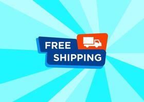 Free Shipping text with stylist and colorful element, promotional tag label design for advertisement vector