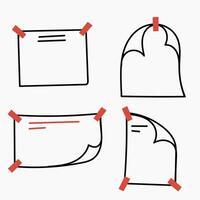 four pieces of paper with red tape attached to them vector