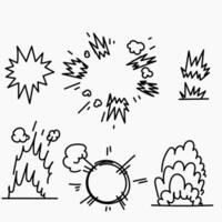 a set of black and white illustrations of various types of explosions vector