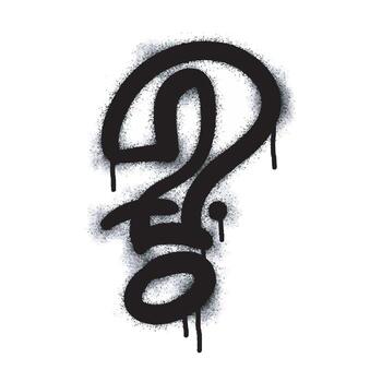 Spray graffiti with question mark painted in black on white. Question mark symbol. Isolated on white background. Question mark illustration vector