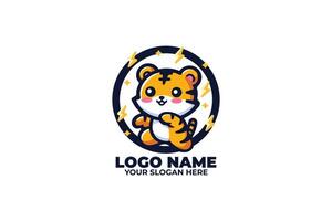 Roaring Joy, A Tiny Tiger with a Big Smile and Lively Stance vector