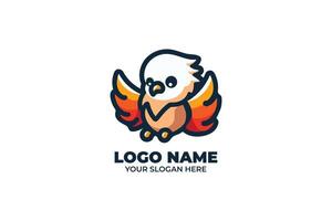 Blazing Wings, A Fiery Chibi Eagle with Bright, Burning Feathers vector