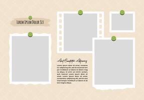 Design Template Pictures or photos frame collage, page grid layout abstract photo frames and digital photo wall vector