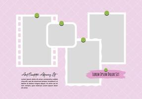 Design template Pictures or photos frame collage comics page grid layout abstract photo frames and digital photo wall vector