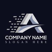 A letter logo design with technology, A letter minimal design vector