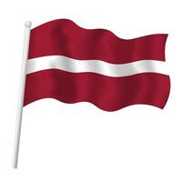 Latvia flag waving. isolated illustration of Latvian national tricolor flag on flagpole in wind vector