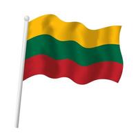 Lithuania flag waving. isolated illustration of Lithuanian national tricolor flag on flagpole in wind vector