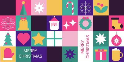 Seamless Christmas pattern with geometric elements. Merry Christmas. New Year abstract background in flat minimalistic style. vector
