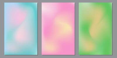Set of soft gradient backgrounds in pastel shades. vector