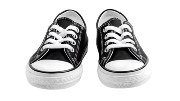 Pair of black canvas sneakers. png