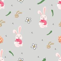 Seamless Bunny Happy Easter Celebration Pattern vector