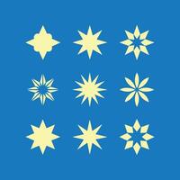 Collection of Various Stars in Yellow on a Blue Background vector