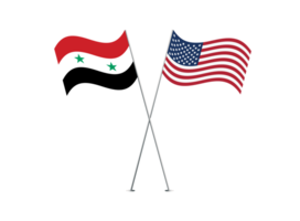 America and Syria flags together on transparent background png