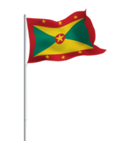 Grenada flag waving on pole.Isolated national flag of Grenada png