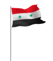 Syrian flag waving on pole.Isolated national flag of Syria png