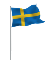Swedish flag waving on pole.Isolated national flag of Sweden png
