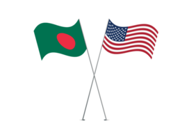 America and Bangladesh flags together on transparent background png