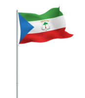 Equatorial Guinea flag waving on pole.Isolated national flag of Equatorial Guinea png
