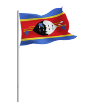 Eswatini flag waving on pole.Isolated national flag of Eswatini png