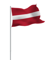 Latvian flag waving on pole.Isolated national flag of Latvia png