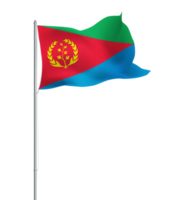 Eritrea flag waving on pole.Isolated national flag of Eritrea png
