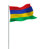 Mauritius flag waving on pole.Isolated national flag of Mauritius png