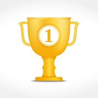 Golden cup with number one vector