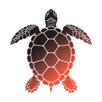 A stylized turtle silhouette with a gradient effect of black to red across its shell and limbs. cutouts png
