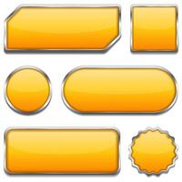 Set of different yellow buttons on white background vector