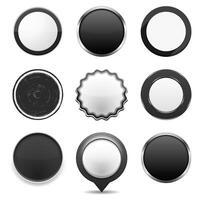 Set of different black buttons on white background, web elements collection vector