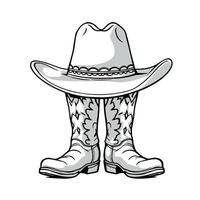 Cowboy boots and hat illustration vector