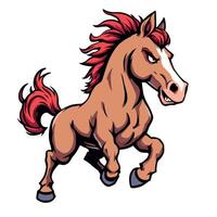 A cartoon horse running with red mane vector
