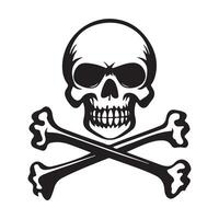 Black and white Skull and Crossbones on white background vector