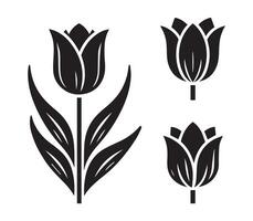 Tulip Silhouette Icons vector