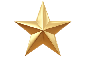 Detailed 3D Rendering of a Classic Golden Star, Isolated on a Pure Transparent Background, Perfect for Award and Achievement Graphics with Realistic Texture and Lighting png